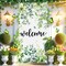 Summer Spring Welcome Door Cover Decoration Eucalyptus Flowers Greenery Door Banner Background Seasonal Porch Door Sign Welcome Front Door Cover for Indoor Outdoor Decor Party Supplies